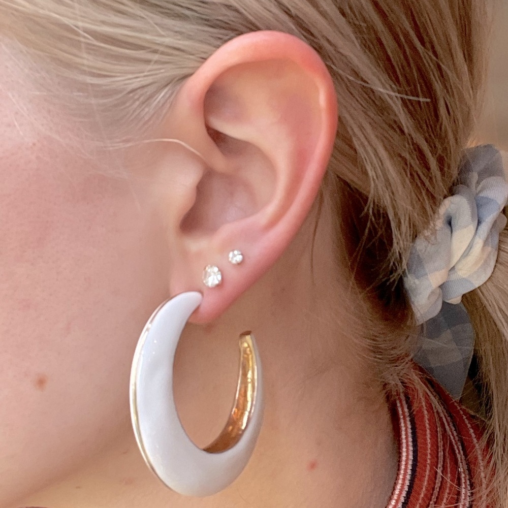 Vintage Gold/Cream Hoops Earrings